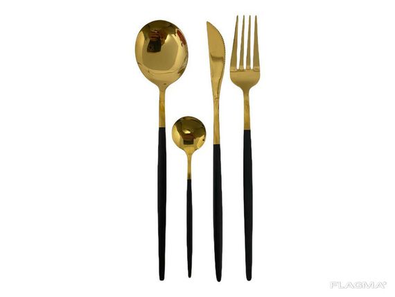Набор столовых приборов Kitchen чёрный на 4 персоны