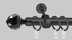 Чорний матовий Карниз для штор металевий, однорядний 19 мм (комплект) Кристал Чорний