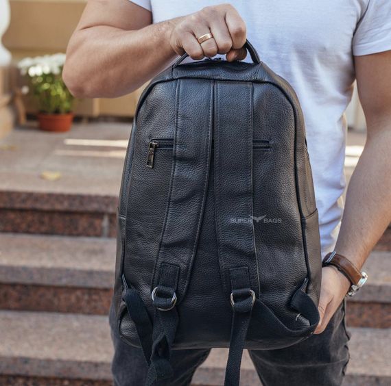 Шкіряний чоловічий рюкзак для ноутбука та поїздок чорний Tiding Bag D3-93438 | Зображення 7