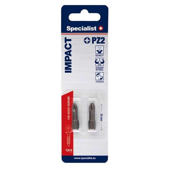 Вставка-отвертка бита Specialist+ PZ2x25 ударная, 2 шт | Зображення 1