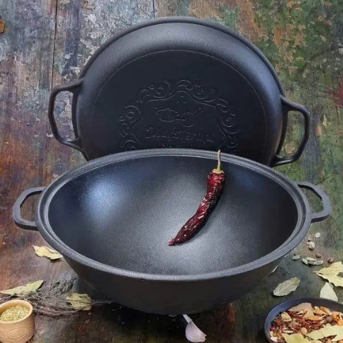 Казан "узбецький" WOK чавунний 15л з кришкою-сковородою гриль V15СРGr Майстерня | Зображення 6