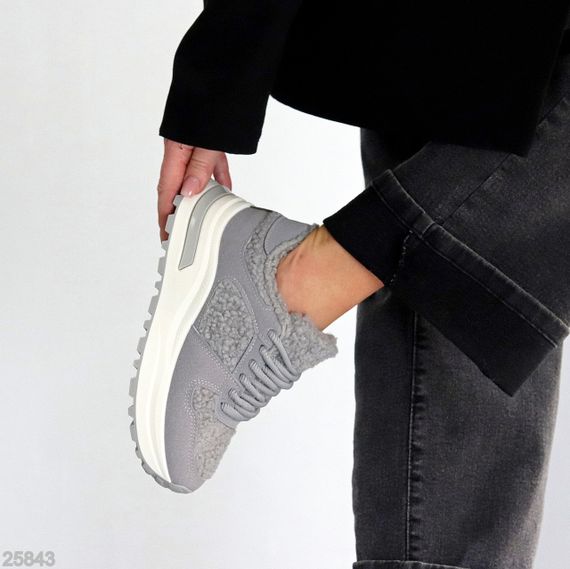 Молодежные теплые очаровательные серые кроссовки шок-цена | Зображення 4