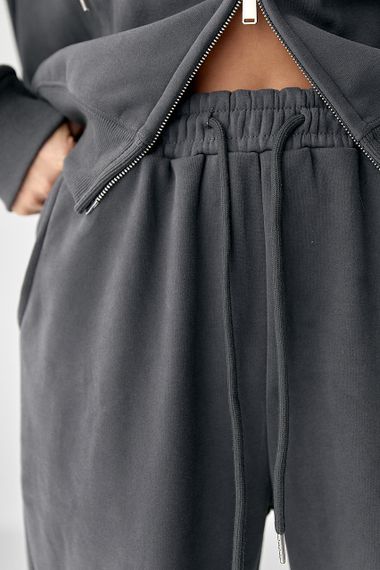 Теплий спортивний костюм з капюшоном із рожевим начосом - темно-сірий цвет, M/L (є розміри) | Зображення 3