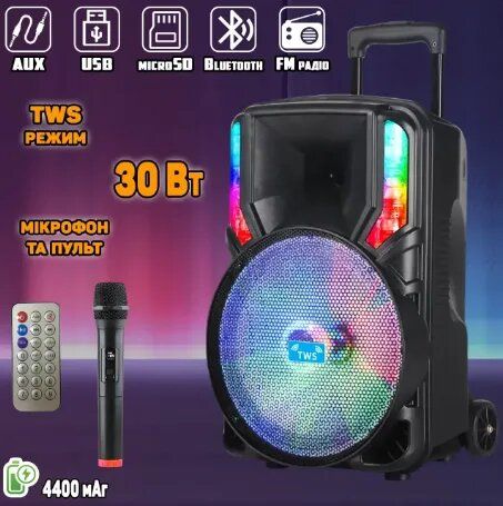 Акустична система портативна XPRO GZ-612 бездротовий мікрофон пульт (MER-15684_2941) | Зображення 4