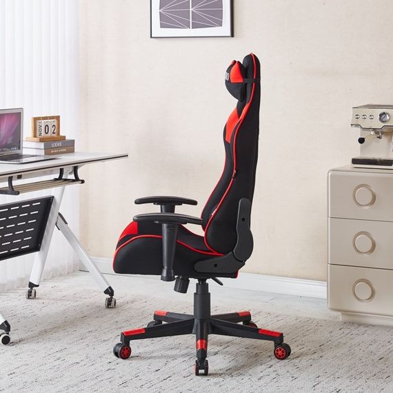 Крісло геймерське з тканини Bonro Бонро B-142 чорно-червоне + 2 подушки (42401116) | Зображення 3