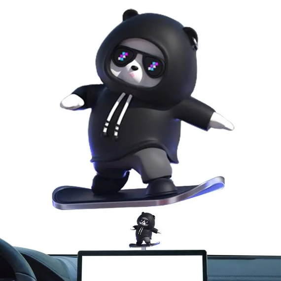 Фигурка-слайдер в автомобиле L'Andre Sliding Cartoon Bear Медведь скейтер Cool Black | Зображення 2