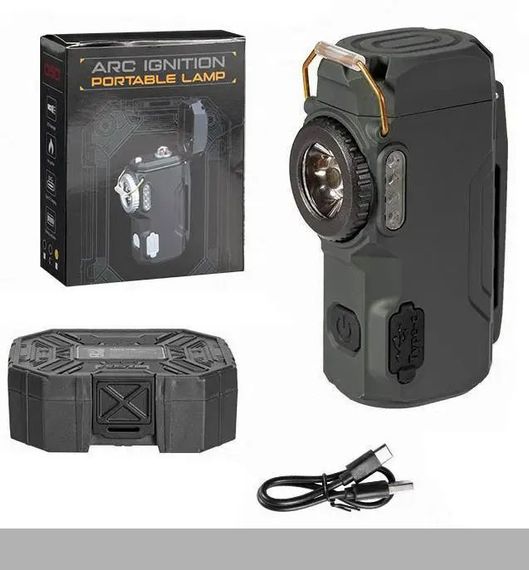 Ліхтар багатофункціональний D50-SMD чорний, Li-Ion акумулятор, індикація заряду, запальничка, зарядка Type-C (46796-D50-SMD_226)