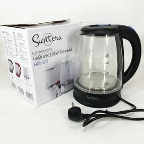 Скляні електричні чайники з підсвічуванням Suntera EKB-322B 1500 Вт. Колір: чорний