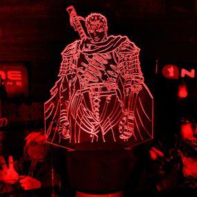 Акриловий світильник-нічник Ґатс Berserk Чорний Мечник червоний tty-n001824