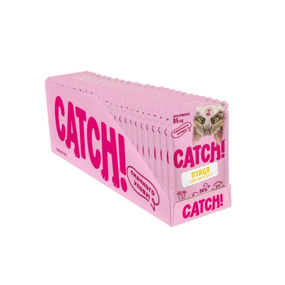 НАБІР Корм вологий Catch! для кошенят з птицею та овочами в соусі 24 шт х 85г. | Зображення 1