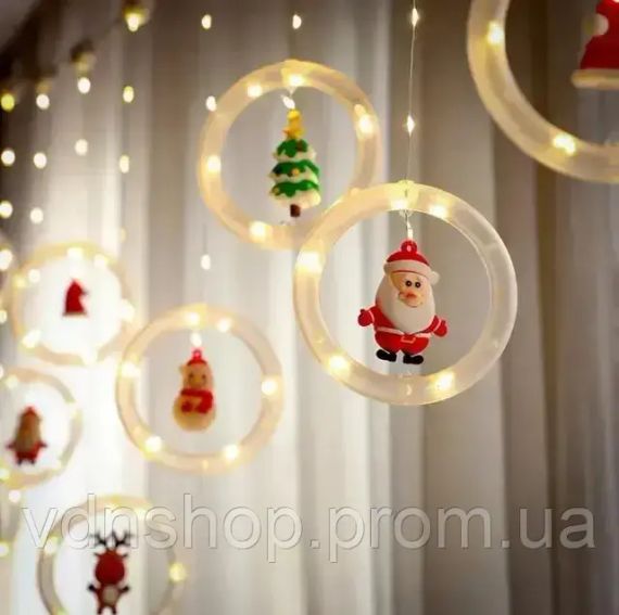 Гирлянда штора “Круги и шары” 3м теплый белый свет