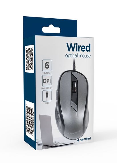Оптична мишка Gembird MUS-6B-01-BG, USB інтерфейс, сіро-чорного кольору | Зображення 2