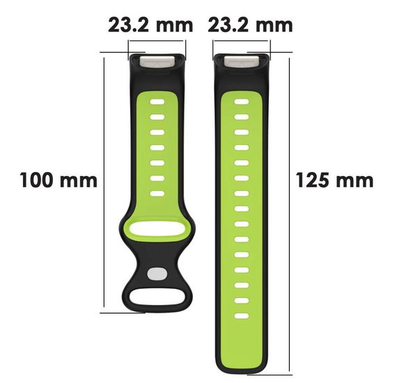 Силиконовый ремешок Primolux Sport для фитнес браслета Fitbit Charge 5 / Charge 6 - Black&Lime / размер М | Зображення 5