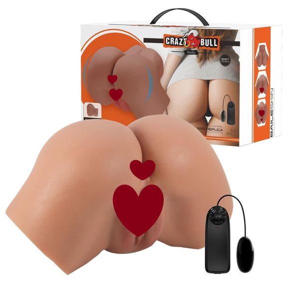 Мастурбатор вагіна анус CRAZY BULL Hailey, Vibration Double holes TPR ABS Sex Aura