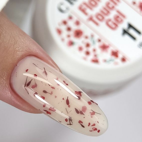 Гель для наращивания ногтей Crooz Flora Touch Gel 11 (с сухоцветами) 15мл
