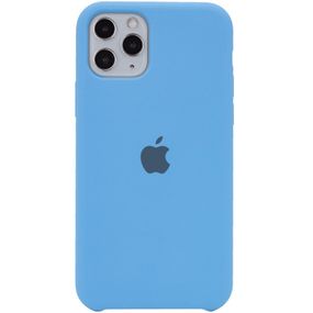 Чохол Silicone Case (AA) для Apple iPhone 11 Pro (5.8") Помаранчевий / Papaya Блакитний / Cornflower