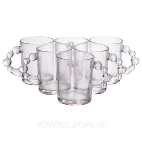 Набор чашек 6 шт для чая и кофе по 350 (мл) кружки стеклянные Прозрачные HP-19-ZD-1