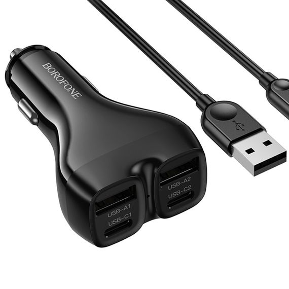 АЗУ Borofone BZ35 Leader PD15W+QC3.0 total 30W (2USB-A/2C) + кабель USB to Lightning Black | Зображення 2