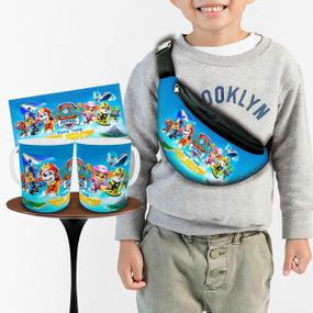 Набір: дитяча сумка-бананка+кружка Щенячий патруль 32х15см, бананка для хлопчика через плече на подарунок (01011)