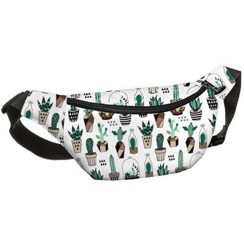 Сумка на пояс бананка Bumbag Кактусы 27x16 см (BB_18J034_BL_BL)