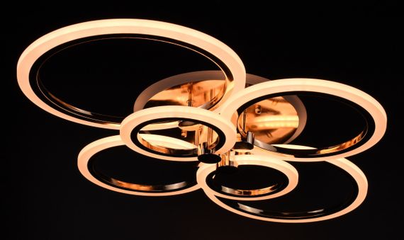 Люстра світлодіодна стельова LED світильник для квартири на стелю лед з пультом 26946 Золото 11х57х77 см. | Зображення 2