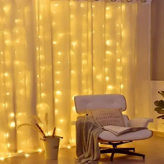 Святкова гірлянда завіса "Штора" на вікно 160LED 2х2м Мультикольоровий колір діодів теплий USB | Зображення 2