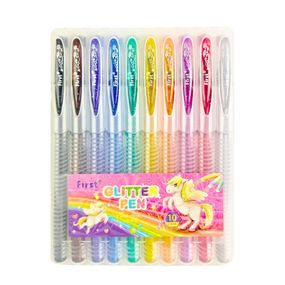 Набор гелевых ручек с глиттером 9838-10, 10 штук, 10 цветов, PVC BOX с петлей