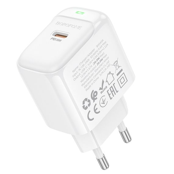 СЗУ BOROFONE BAS43A, 1xUSB-C, PD20W, White | Зображення 4