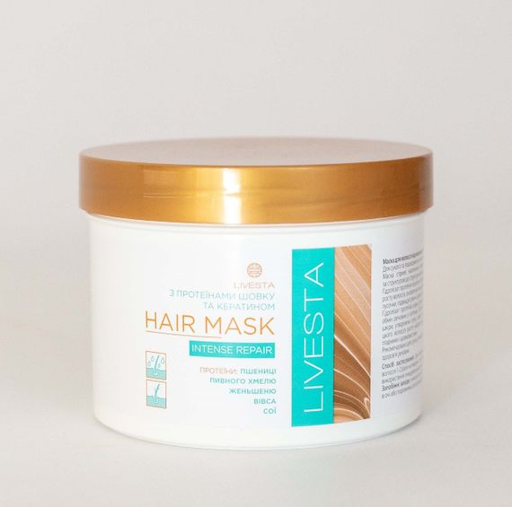 Маска LIVESTA для волос восстанавливающая с протеинами шелка и кератином 500 мл