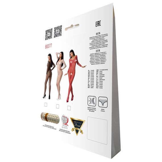 Бодістокінг з крупною сіткою Passion BS077 white, One size | Зображення 5