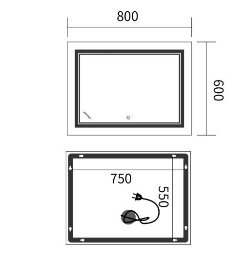 Дзеркало Mixxus Premium QUADRO MR20-80x60-REVERSE (LED Touch, Anti-fog) (MP6619) | Зображення 1