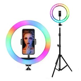 Кольцевая лампа со Штативом RGB 36 см,Светодиодная LED лампа,Кольцевой свет,Разноцветная лампа блогера