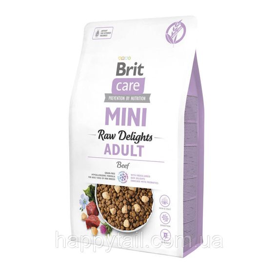 Беззерновий корм Brit Care Mini Raw Delights Beef для собак малих порід, яловичина та ліофілізоване м'ясо, 2 кг