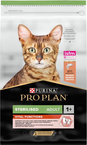 Сухий корм Purina PRO PLAN Sterilised Adult 1+Vital Functions для дорослих стерилізованих котів, лосось 10 кг