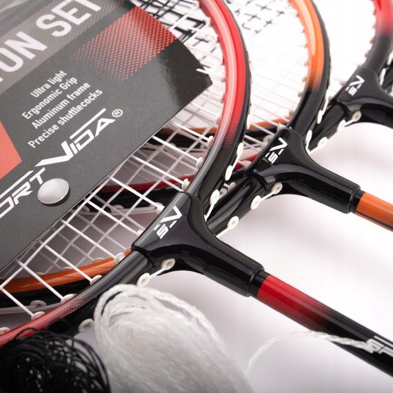 Бадмінтон, спідмінтон, сквош Набір для бадмінтону SportVida Pro 4 шт ракетки + 2 шт волани + сітка (SV-SE0003) | Зображення 2