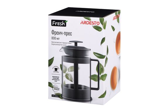 Френч-пресс Ardesto Fresh, 800 мл, серый, пластик, стекло (AR1008GF) | Зображення 2