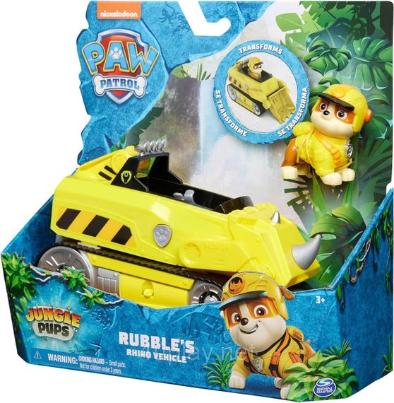 Щенячий патруль в джунглях Машина носорог фигурка Крепыш Оригинал Paw Patrol Jungle Pups Rubble Rhino Vehicle | Зображення 2