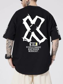 Футболка мужская с принтом повседневная M Черная