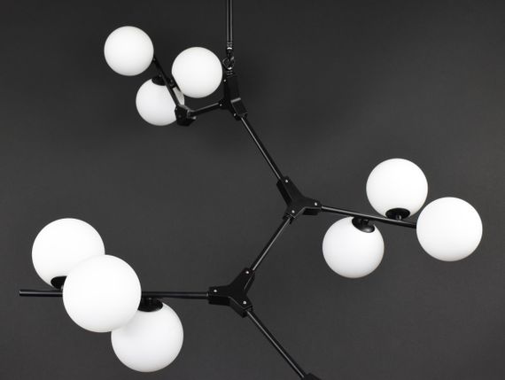 Люстра стельова на 12 лампочок 27911 Чорний 85-140х75х75 см. | Зображення 6