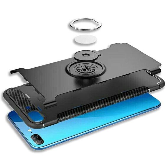 Протиударний чохол з кільцем для Huawei Honor 9 lite колір Синій | Зображення 2