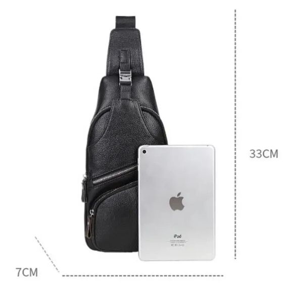 Чоловіча сумка-слінг шкіряна чорна TIDING BAG — MK12094 | Зображення 2