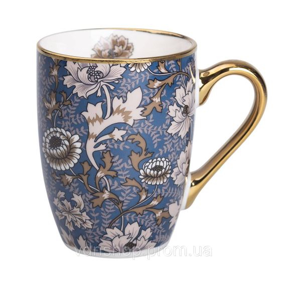 Порцелянова чашка 400 мл із золотим обідком і золотою ручкою RX-N240665BLW