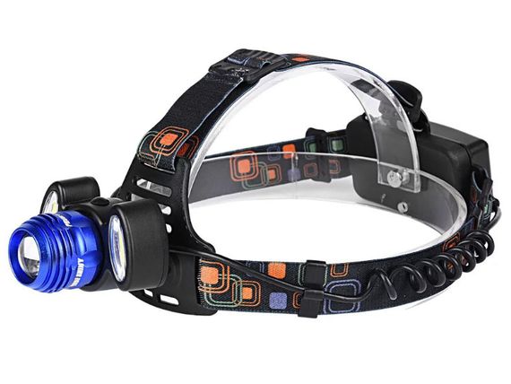 Фонарь аккумуляторный налобный RB-188 на голову мощный яркий USB 3LED T6 + 2хCOB + датчик движения