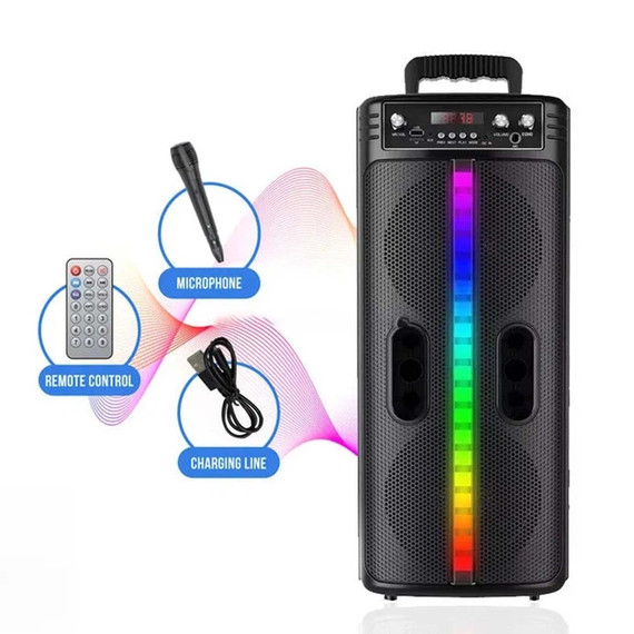 Портативна бездротова Bluetooth колонка-караоке TTD-2806 RGB-підсвічування, мікрофон, пульт ДК | Зображення 2