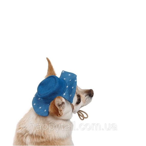 Панама для собак Pet Fashion Stars M синяя джинсовая — летний головной убор с отверстиями для ушей | Зображення 1