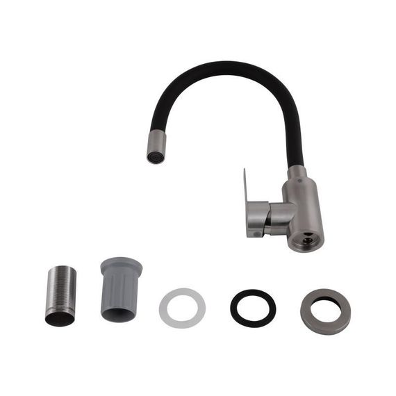 Змішувач для кухні Brinex Pure 015F3 з гнучким виливом   Nickel/Black BRIPUR015F3NKB | Зображення 3