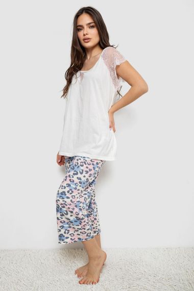 Пижама женская с принтом  -уценка, цвет белый, 243R1602-007-U | Зображення 2