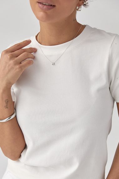 Однотонна жіноча еластична футболка - білий цвет, ONE SIZE (є розміри) | Зображення 3