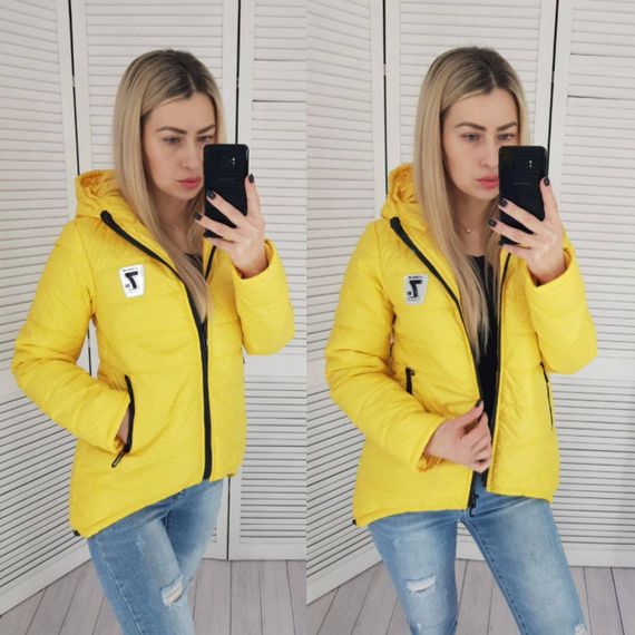 Жіноча демісезонна куртка з емблемою, арт.210/7, жовтий | Зображення 7