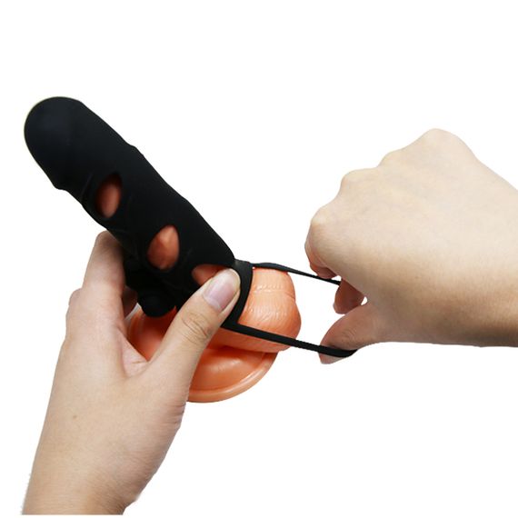 Насадка на член - Pretty Love Penis Sleeve With Ball Strap 5.5" Black | Зображення 6